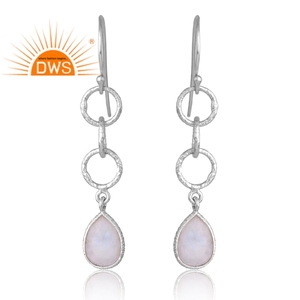 Superventas plata esterlina paladio plateado Natural Arco Iris Luna piedra preciosa pendiente joyería personalizada para mujer regalo para ella - Product Image 1