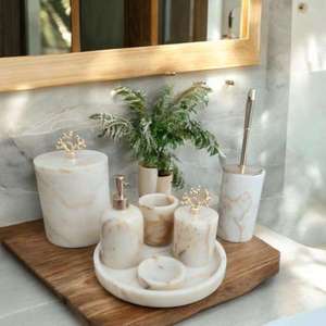 Eco-Friendly Resin Bathroom <b>Set</b> with Marble Texture Hand-Painted Customized Color for <b>Spa</b>-inspired Home Decor - Product Image 4