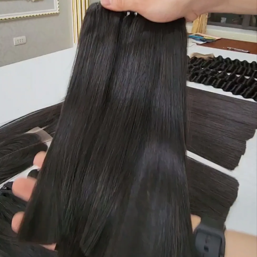 Natural color Super Double Drawn Bone straight Weft hair best quality made in vietnam