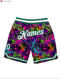 Authentique short de basket-ball 3D blanc royal Design galactique personnalisé fermeture à la taille élastique mi-respirant tricoté broderie décontractée - Product Image 4