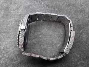 Reloj de Diamantes VVS Personalizado de Alta Calidad, Resistente al Agua, 42 mm, Completamente Engastado con Diamantes, Moissanita, Cristal Analógico, Correa de Cuero, Acero Inoxidable - Product Image 2