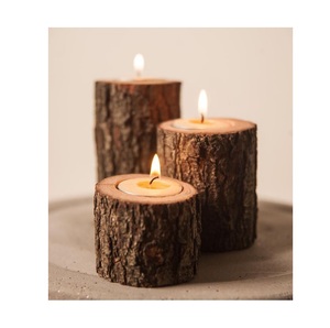 Vintage Inspired Wooden Tealight Holder Crafted to Add Gentle Candle Glow and Organic Wooden Charm to Home Decor - Product Image 1