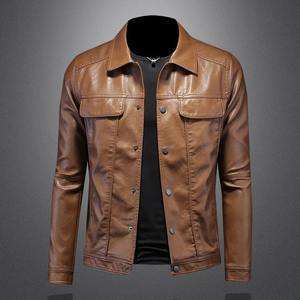 Chaqueta de piel sintética de estilo callejero para hombre, abrigo de motociclista de PU con capucha a la moda, ropa de abrigo delgada negra de talla grande 5XL, tela de lona - Product Image 6
