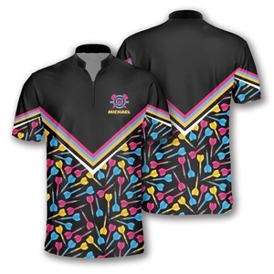 Maillots de fléchettes en polyester respirant pour joueurs professionnels, impression par sublimation intégrale avec un design confortable et athlétique - Product Image 1