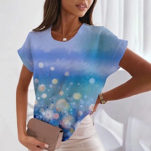 Mode fleur imprimer femmes T-Shirts décontracté col rond manches courtes hauts rue tendance fille chemise été lâche dames vêtements - Product Image 4