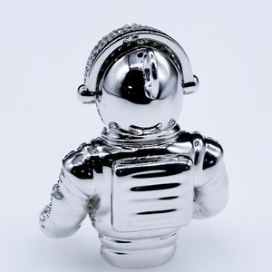 Pendentif dessin animé astronaute glacé Moissanite rond diamant taille brillant argent 925 avec duel ton bijoux fins pendentifs et breloques - Product Image 3