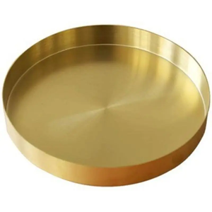 ถาดรองเสิร์ฟทองเหลืองดีไซน์เรียบง่ายพร้อมถาดทองเหลืองใส - Product Image 1