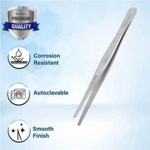 Precision Blunt Serrated Tips Stainless Steel Thumb Forceps Tweezers Comfortable Ridged Handle Surgical Instruments - Product Image 5