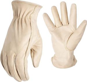 Guantes de conductor de cuero de piel de cabra blanca para hombres Guantes de trabajo diario y conducción suministrados por fábrica - Product Image 1