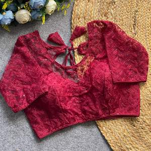 Bonne qualité Bon prix Designer fantaisie élégant Nylon pur de qualité supérieure avec broderie séquence travail Readymade Blouse - Product Image 6