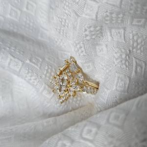 Design de luxe 14k 18k or massif taille marquise bague en diamant personnalisé Vvs Moissanite taille ronde diamant bague de mariage pour les femmes - Product Image 5