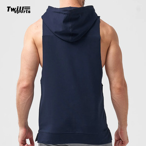 Haut de sport sans manches zippé en coton à séchage rapide pour homme, idéal pour la course et la gym - Product Image 2