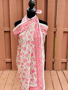 Block Print Cotton Bandana <b>Beach</b> <b>Wrap</b> Skirt Scarf Pareo Bikini Cover-Up Floral Swimwear Coverup Quick Dry Summer - Product Image 2