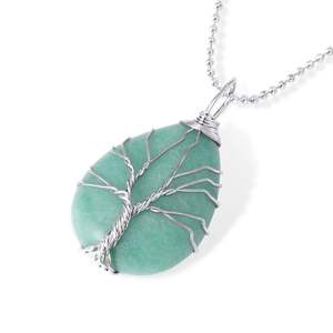 Jeulia Luck & Abundance Winding <b>Tree</b> Green Aventurine Pendant <b>Necklace</b> - Product Image 2