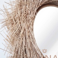 Miroir mural rond en bois de style bohème Bao Minh, décoration d'intérieur, design Art Déco abordable, Linda 4540, fabriqué au Vietnam