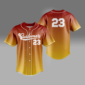 Camiseta de Béisbol Transpirable con Estampado Degradado Personalizado de Moda, Ropa Deportiva con Botones para Hombre, 100% Poliéster - Product Image 4