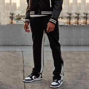 กางเกงวอร์มผ้าฝ้ายลายทางสำหรับผู้ชายกางเกงวอร์มกางเกงเอวสองชั้นขาบานผ้าคอตตอน100% ตามสั่ง - Product Image 6