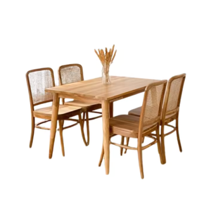 Muebles de comedor para restaurante, juego de mesa de comedor de madera maciza de teca con muchas sillas, diseño japonés moderno, precio al por mayor - Product Image 2