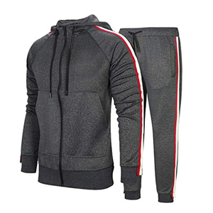 Ropa en stock con logotipo personalizado para hombre, chándales de color sólido para correr, conjuntos con capucha para hombre, chándal - Product Image 4