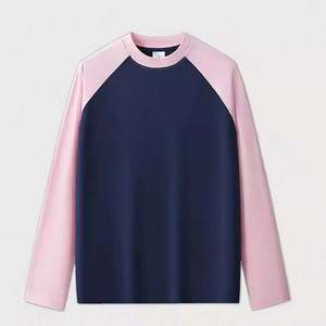 เสื้อเชิ้ตคอกลมแขนแร็กแลนทรงสลิมฟิตลำลองสำหรับผู้ชายเสื้อ100% คอตตอนน้ำหนักเบาถักสีทึบสวมใส่ได้ทุกวันในยิมเสื้อแนวสตรีท - Product Image 2