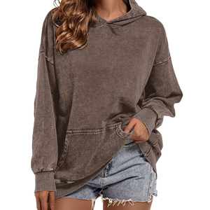 Sweats à capuche chauds décontractés d'hiver sweat à capuche délavés à l'acide pour femmes coupe-vent respirant à bas prix sweats à capuche délavés à l'acide pour femmes - Product Image 2