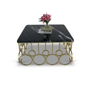 Mesa de centro de lujo con tapa de vidrio y mármol Diseño moderno Decoración de la sala de estar - Product Image 6