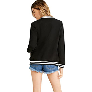 Chaqueta Universitaria Personalizada de Lana con Parches Bordados en Chenilla y Mangas de Cuero para Mujer - Product Image 2
