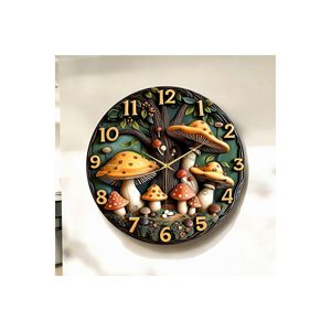 Reloj de Pared Clásico de Madera Silencioso de 50 cm con Patrón de Relieve de Hongo e Impresión a Color, Idea de Regalo - Product Image 5