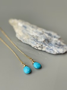 Nouvelle conception de très haute qualité belle boucle d'oreille en pierre précieuse turquoise en argent sterling 925 pour femmes à prix abordable - Product Image 3