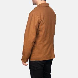 Blazer décontracté Borges en laine kaki avec fermeture à simple boutonnage, tissu tricoté, longueur longue - Product Image 5