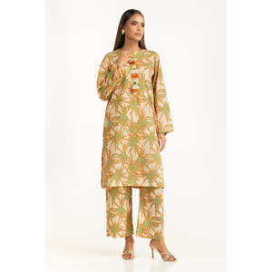 Conjunto de Dos Piezas Casual para Mujer, Estampado Beige, para Primavera/Verano, Talla XS/XS, Tops Cortos - Product Image 3