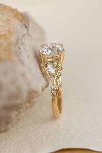 แหวนเพชรโมอิสสีเหลืองทอง18K VVS1ไม่มีสีเดิมแหวนหมั้นแหวนหมั้นแต่งงานวินเทจแหวนเธอ - Product Image 4