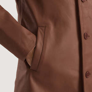 Chaqueta de invierno para hombre de diseño superior con cuello levantado manga completa 100% cuero de alta calidad personalizable precio razonable - Product Image 4