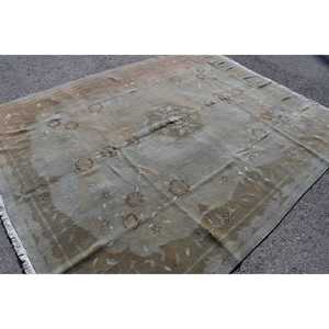 Tapis turc vintage surdimensionné 7,5x9,5 pieds, tapis en laine gris patchwork - Product Image 1