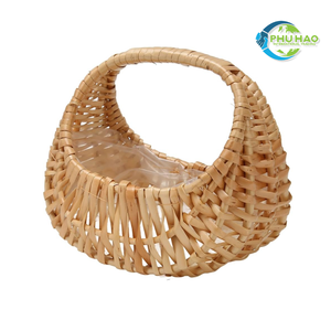 Hot Item!!! Handwoven Rattan Vietnamese VINTAGE COUNTRY <b>BASKET</b> Easter Egg Gift <b>Picnic</b> <b>Basket</b> with Handle for All Purposes - Product Image 4