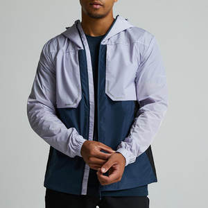 Chaqueta Impermeable Personalizada de Fabricación Propia, Chaqueta Cortavientos Ligera de Poliéster y Nailon con Cremallera Completa y Bloques de Color para Hombre - Product Image 6