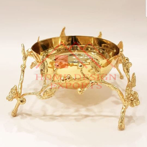 Metal Handmade Flower Serving Bowl/Golden Chip and <b>Dip</b> Fruits Bowl with Tree Leaf <b>Stands</b> for Home Hotels & Restaurants Decor - Product Image 4