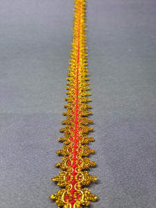 ลูกไม้ถักโครเชต์สีแดงทองคุณภาพสูงสำหรับเสื้อผ้าและรองเท้า - ตกแต่งแฟชั่นเจ้าสาวที่เป็นมิตรกับสิ่งแวดล้อม (โพลีเอสเตอร์/ผ้าฝ้าย) - Product Image 2