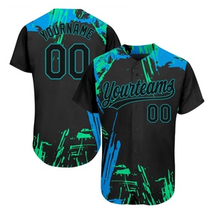 Transpirable 23 24 Sublimación personalizada 3D Camiseta de béisbol Hombre Negro Blanco Negro Camiseta de béisbol - Product Image 2