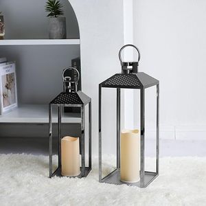 Candelabro de vela decorativo con acabado de níquel y Metal de acero inoxidable antiguo, adorno de Navidad, candelabro, farol, portalámparas - Product Image 6