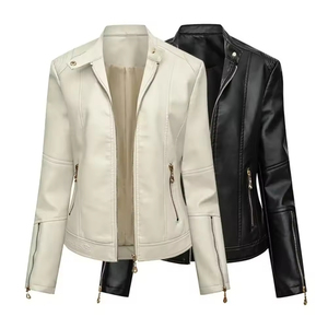 Chaqueta de Cuero Genuino para Mujer, Textura Suave, Ajuste Elegante, Impermeable, Relleno de Algodón, Diseño que Combina con Cualquier Estilo, para Uso Diario - Product Image 3