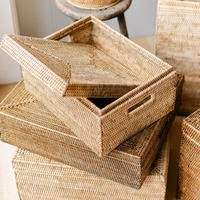 Boîte de rangement rectangulaire en rotin avec couvercle, boîte de rangement artisanale, écologique, naturelle, décoration intérieure et extérieure, vente en gros du Vietnam