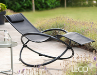 Fauteuil à bascule moderne d'extérieur pliable zéro gravité avec appui-tête en tissu maillé respirant pour patio, jardin, balcon