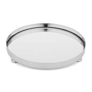 Bandeja de metal hecha a mano de primera calidad para exportación y uso minorista Bandeja de metal hecha a mano con borde floral tallado decorativo chapado - Product Image 4