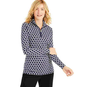 Maglia Casual da Donna Charter Club Blu con Mezza Zip e Stampa, Taglia XS, Traspirante per la Stagione Primaverile - Product Image 1