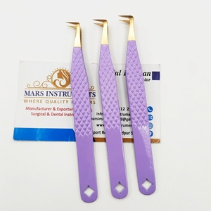 Pinzas de Acero Inoxidable con Punta Dorada de 45 Grados para Extensiones de Pestañas, Pinzas con Punta Puntiaguda y Agarre de Fibra para Herramientas de Extensión de Pestañas - Product Image 4