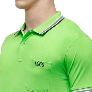 Polo de golf respirant à manches courtes coupe ajustée vêtements de golf d'été à séchage rapide t-shirt de couleur verte logo personnalisé tricoté - Product Image 4