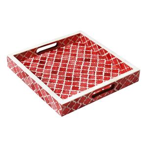 WORLD CRAFT IMPEX-Bandeja con incrustaciones de hueso hecha a mano para decoración, bandeja decorativa asequible para servir en el hogar, comedor y regalos - Product Image 2