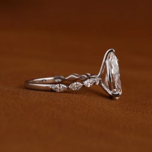 Bague de fiançailles solitaire en moissanite diamant argent 925 certifiée IGI, forme poire, VVS, bijoux créés en laboratoire pour femmes, cadeau - Product Image 4