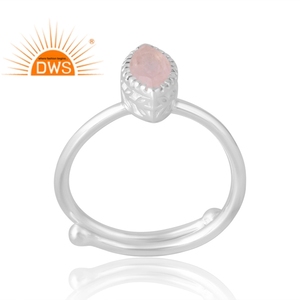 Anillo de piedras preciosas de cuarzo rosa Natural de Plata de Ley 925 más vendido, joyería personalizada para mujer, regalo para ella - Product Image 1